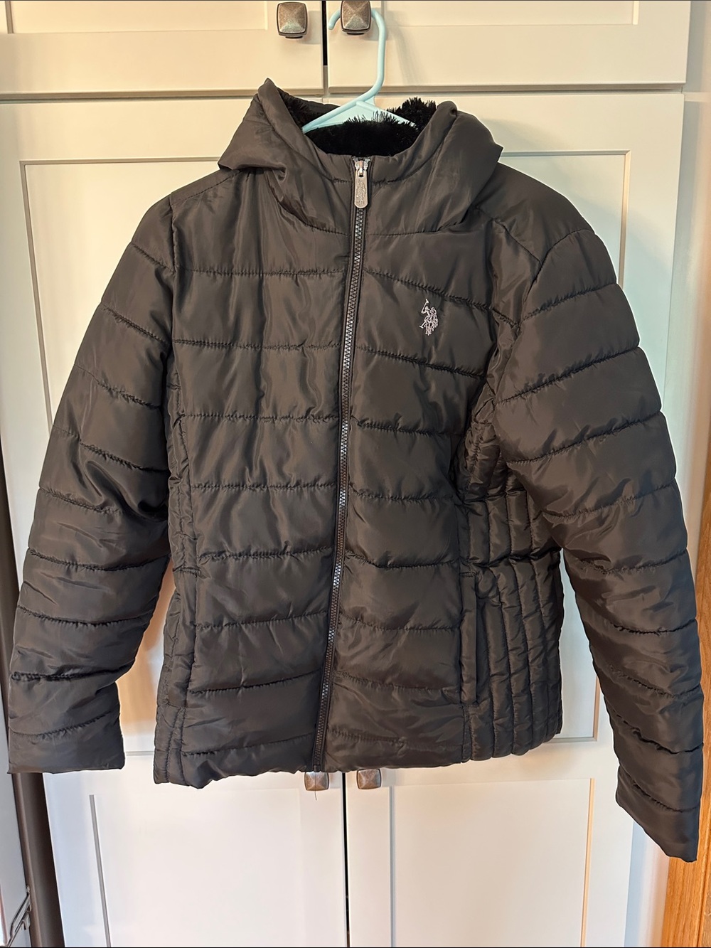 U.S. Polo Assn. Black Quilted Jacket with Hood